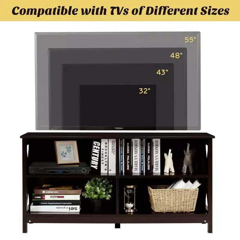 Meuble TV pour téléviseurs jusqu'à 55", avec étagères de rangement