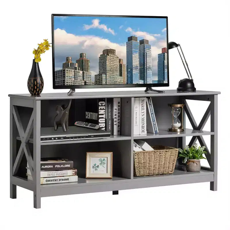 Meuble TV pour téléviseurs jusqu'à 55", avec étagères de rangement