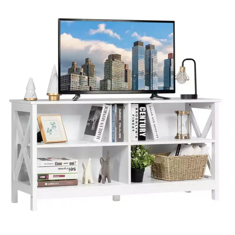 Meuble TV pour téléviseurs jusqu'à 55", avec étagères de rangement