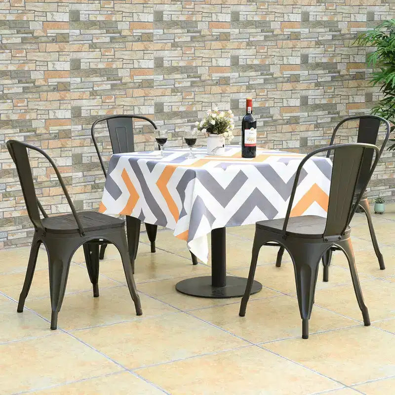 Lot de 4 chaises de salle à manger modernes en métal, assise en bois, empilables