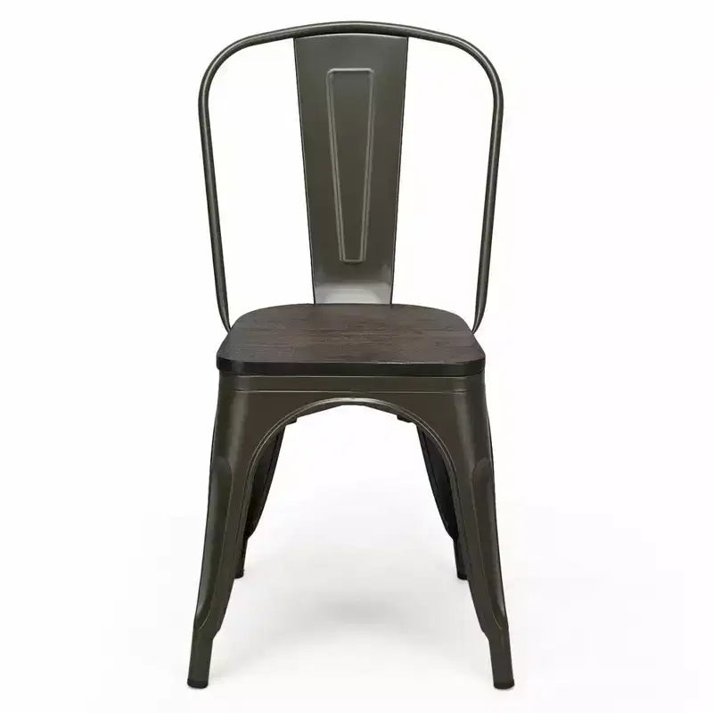 Lot de 4 chaises de salle à manger modernes en métal, assise en bois, empilables