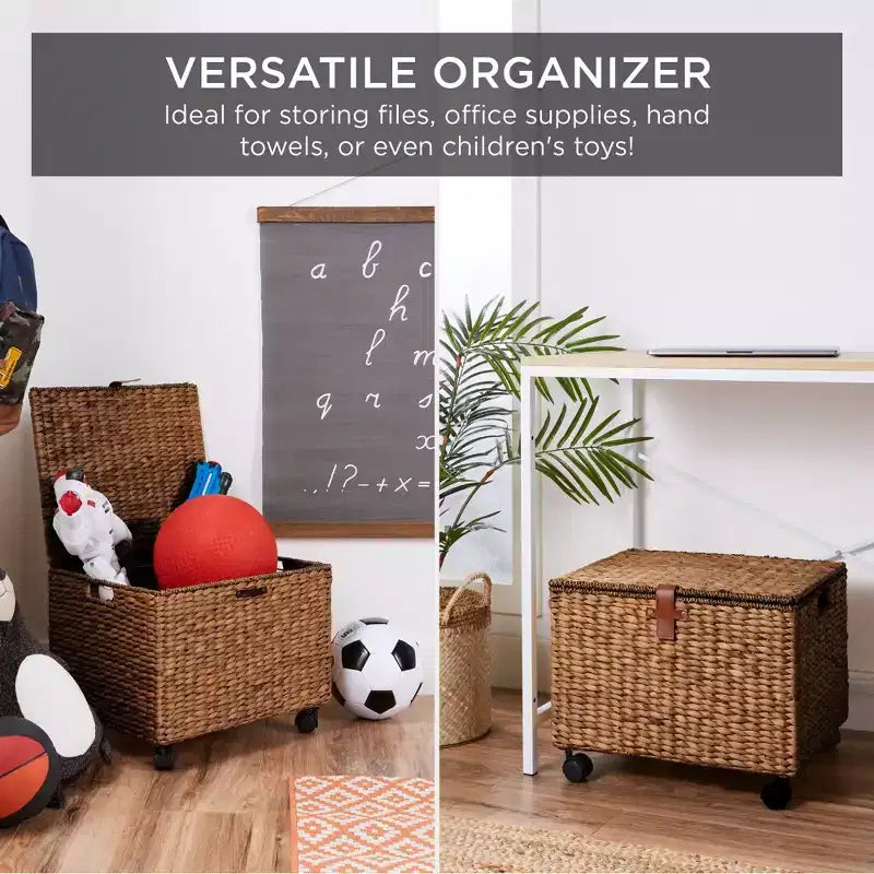Meuble de rangement à roulettes Hyacinth avec couvercle et roues verrouillables