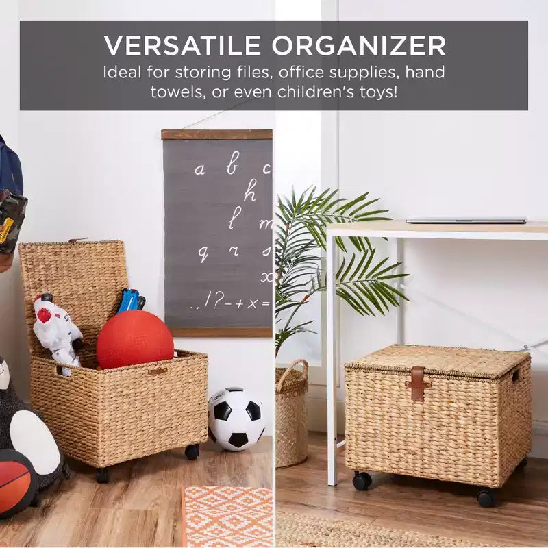 Meuble de rangement à roulettes Hyacinth avec couvercle et roues verrouillables