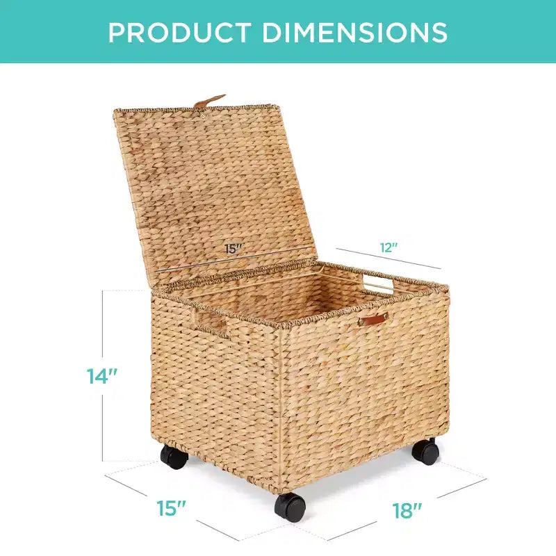 Meuble de rangement à roulettes Hyacinth avec couvercle et roues verrouillables