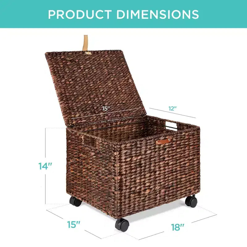 Meuble de rangement à roulettes Hyacinth avec couvercle et roues verrouillables