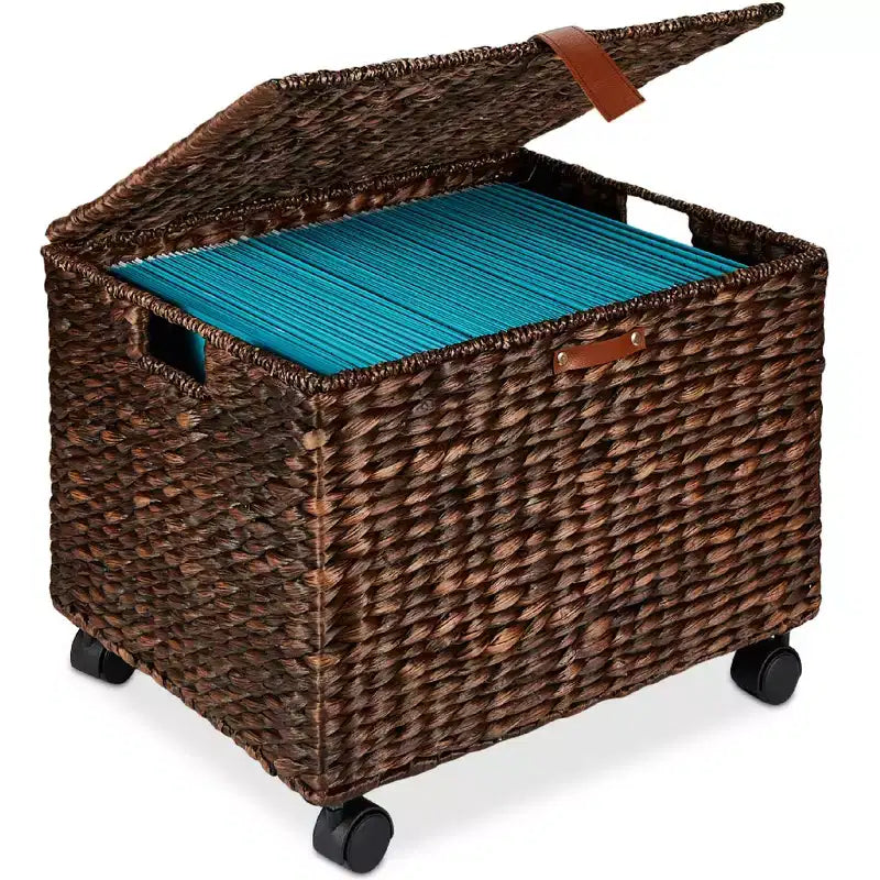 Meuble de rangement à roulettes Hyacinth avec couvercle et roues verrouillables