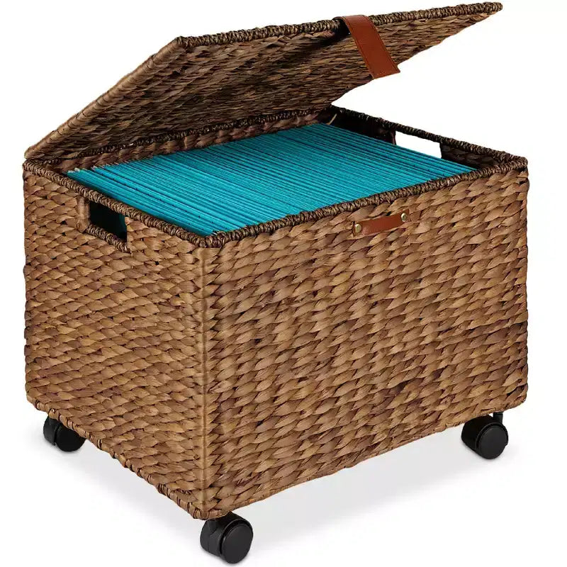 Meuble de rangement à roulettes Hyacinth avec couvercle et roues verrouillables