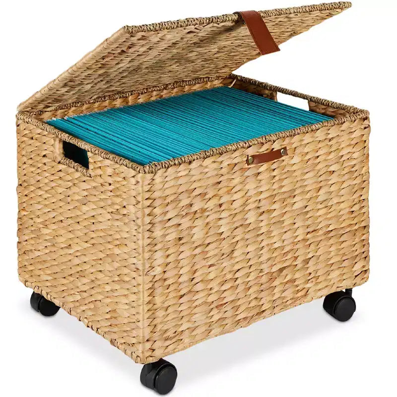 Meuble de rangement à roulettes Hyacinth avec couvercle et roues verrouillables