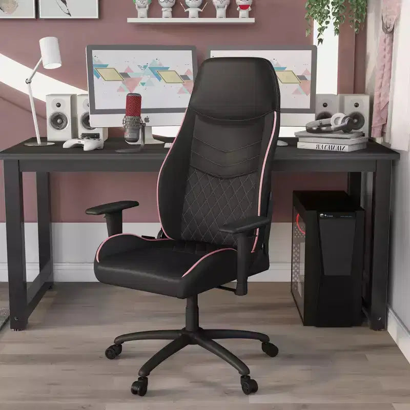Fauteuil de jeu en similicuir à coutures losanges