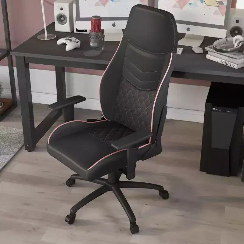Fauteuil de jeu en similicuir à coutures losanges