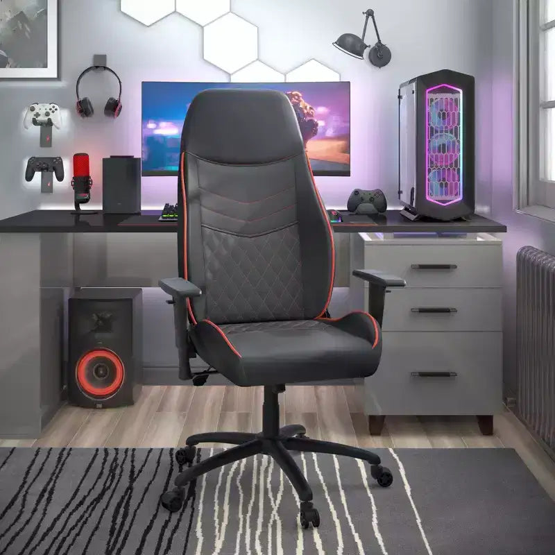 Fauteuil de jeu en similicuir à coutures losanges