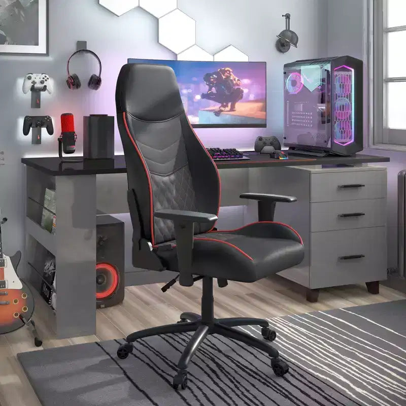Fauteuil de jeu en similicuir à coutures losanges