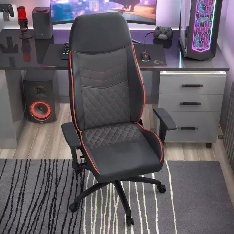 Fauteuil de jeu en similicuir à coutures losanges