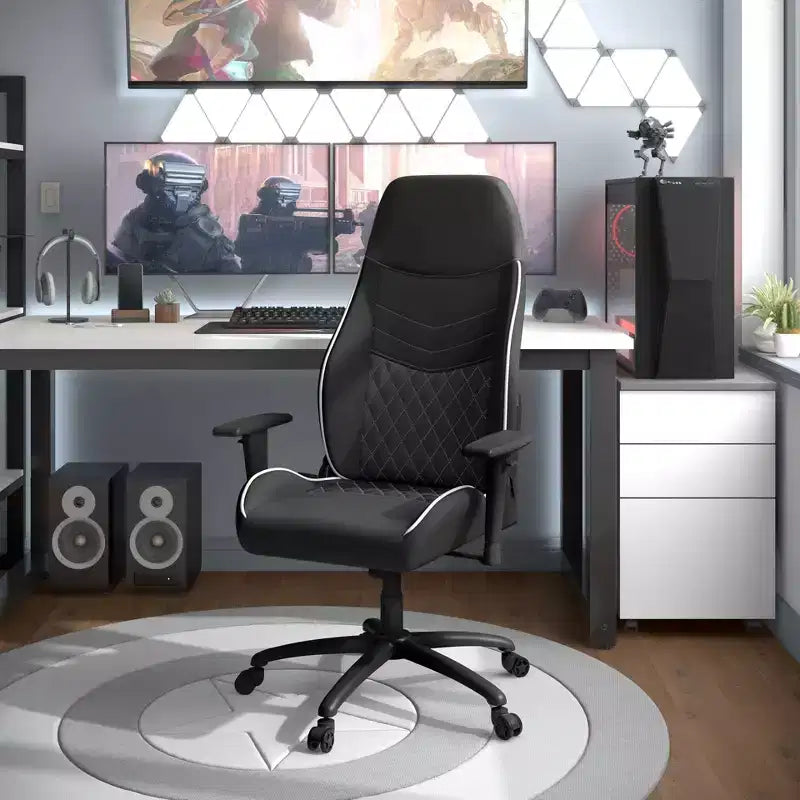 Fauteuil de jeu en similicuir à coutures losanges
