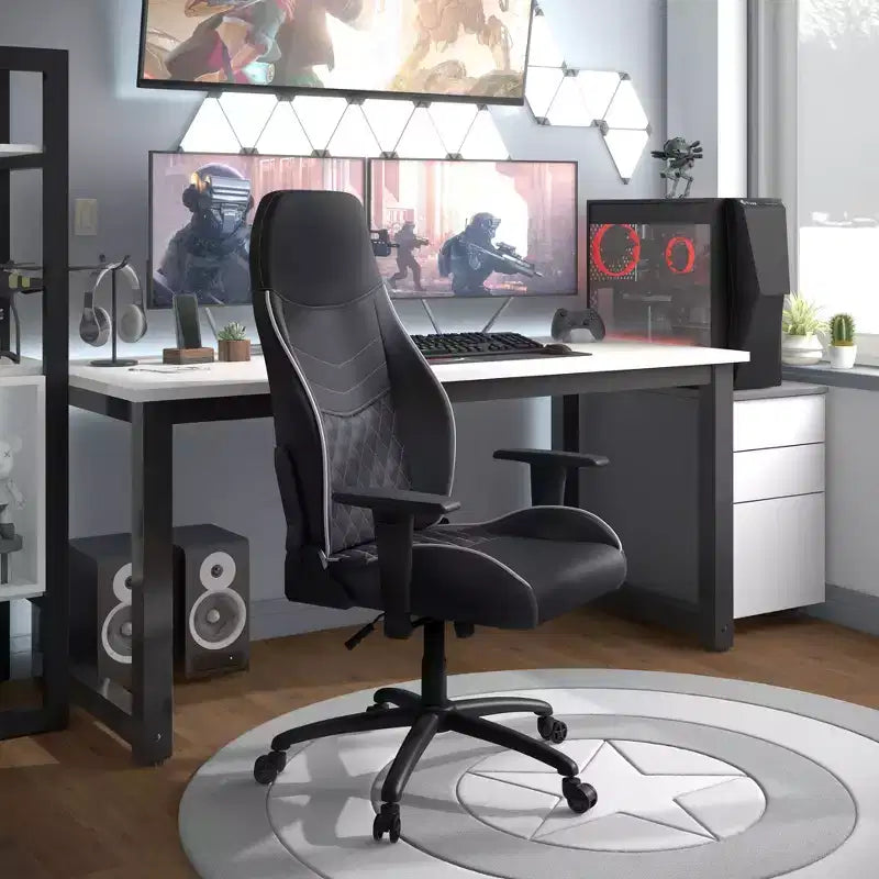 Fauteuil de jeu en similicuir à coutures losanges