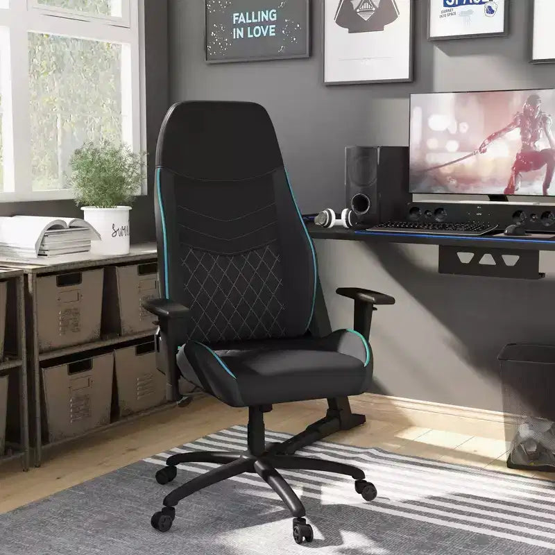 Fauteuil de jeu en similicuir à coutures losanges