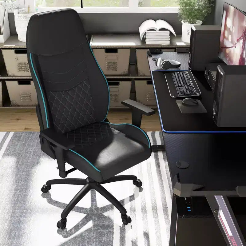 Fauteuil de jeu en similicuir à coutures losanges