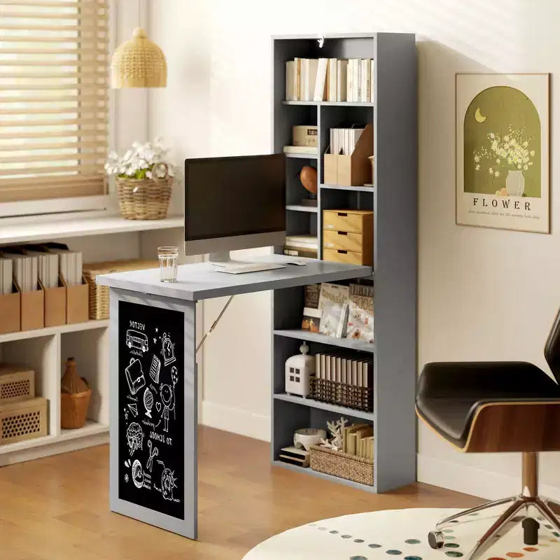 Table à écrire pliable convertible, Armoire murale avec tableau noir et étagère latérale