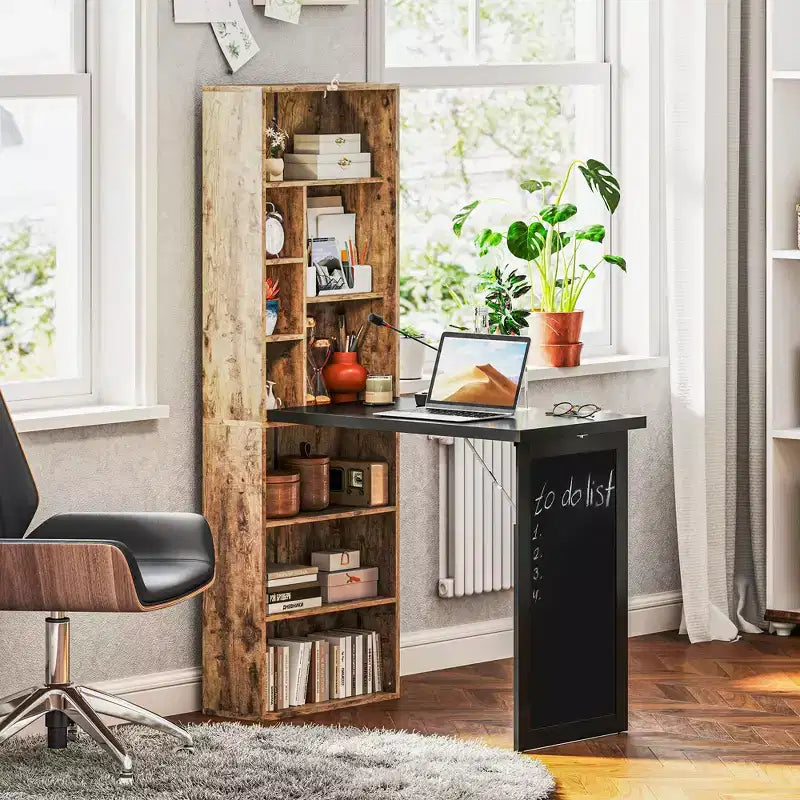 Table à écrire pliable convertible, Armoire murale avec tableau noir et étagère latérale