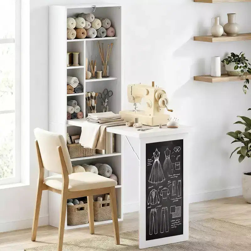 Table à écrire pliable convertible, Armoire murale avec tableau noir et étagère latérale