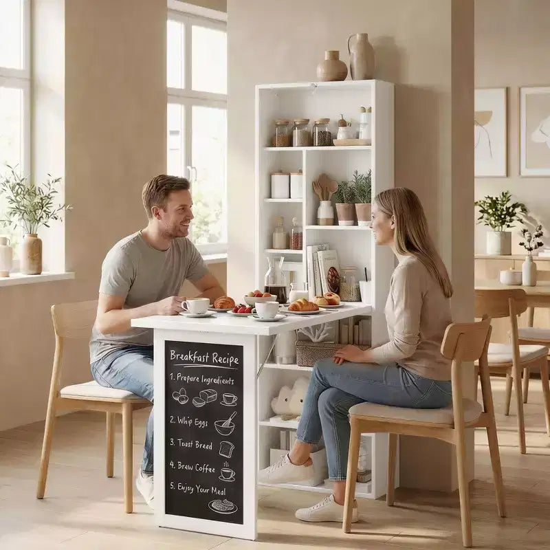 Table à écrire pliable convertible, Armoire murale avec tableau noir et étagère latérale