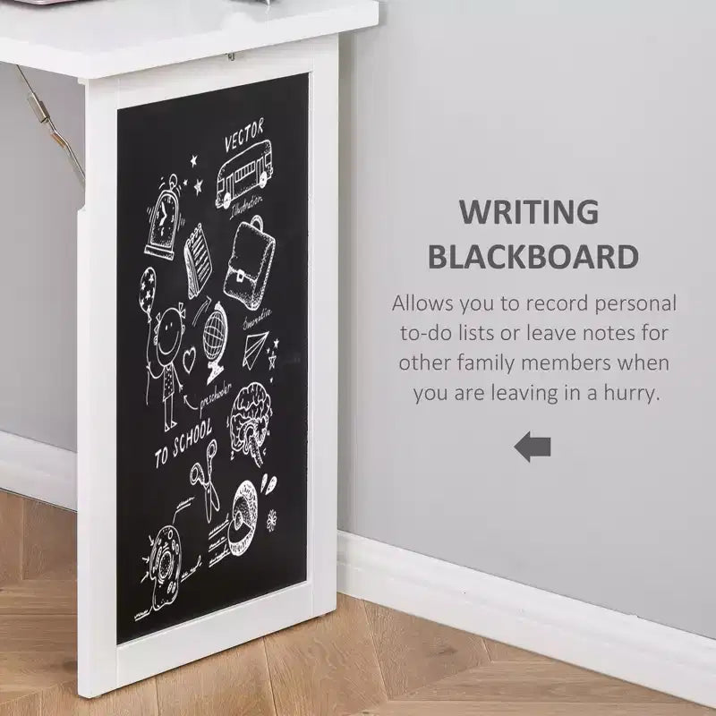 Table à écrire pliable convertible, Armoire murale avec tableau noir et étagère latérale