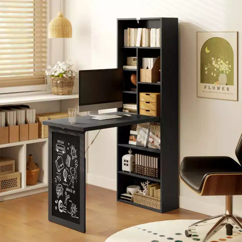 Table à écrire pliable convertible, Armoire murale avec tableau noir et étagère latérale