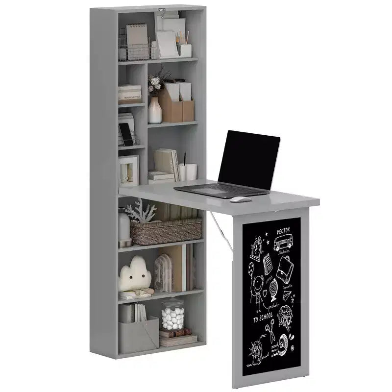 Table à écrire pliable convertible, Armoire murale avec tableau noir et étagère latérale