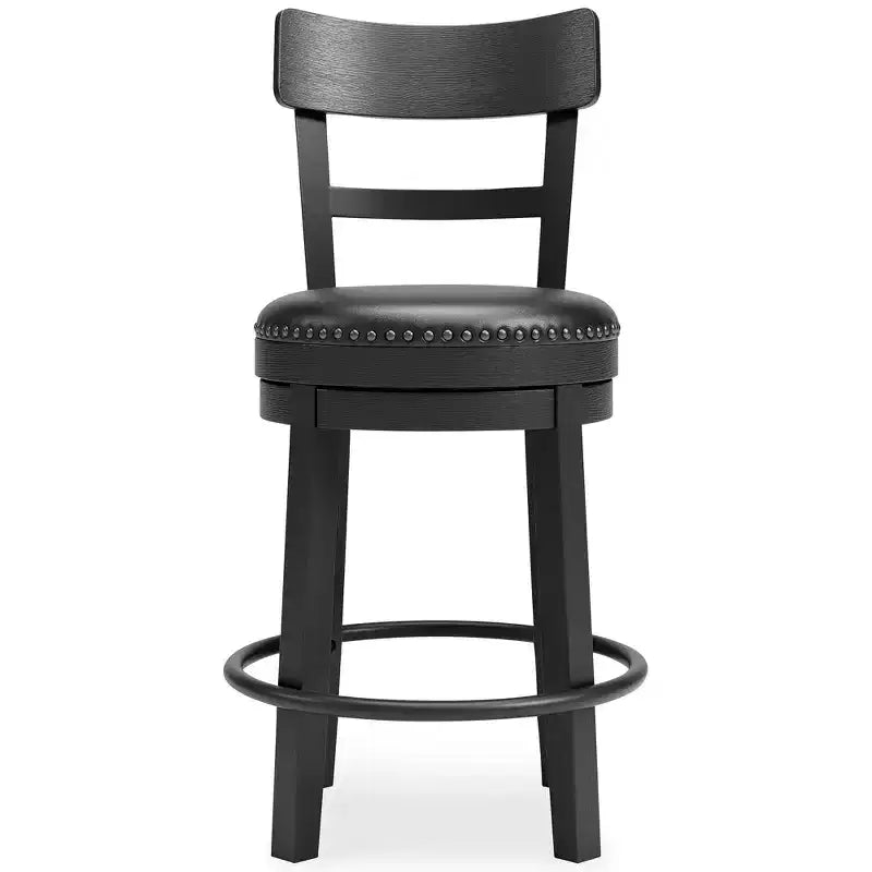 Tabourets de bar pivotants hauteur comptoir, similicuir noir, lot de 2