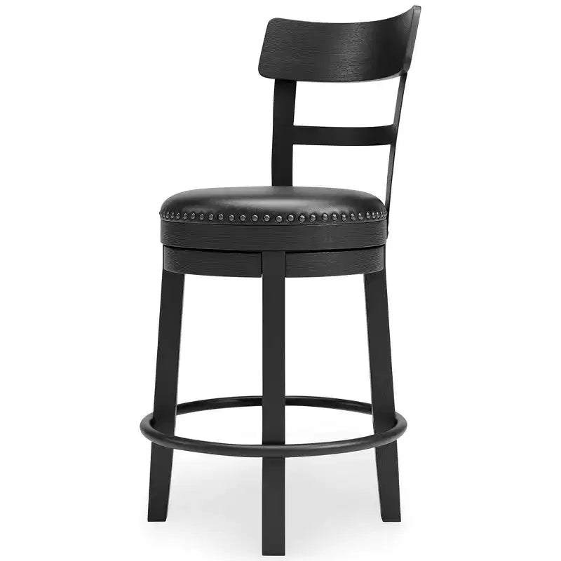 Tabourets de bar pivotants hauteur comptoir, similicuir noir, lot de 2