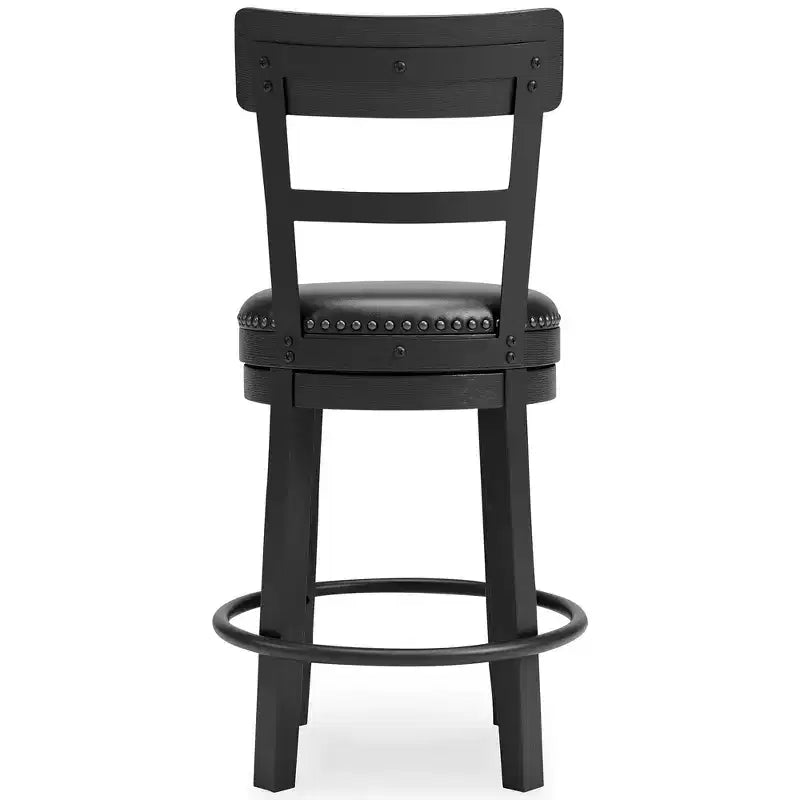 Tabourets de bar pivotants hauteur comptoir, similicuir noir, lot de 2