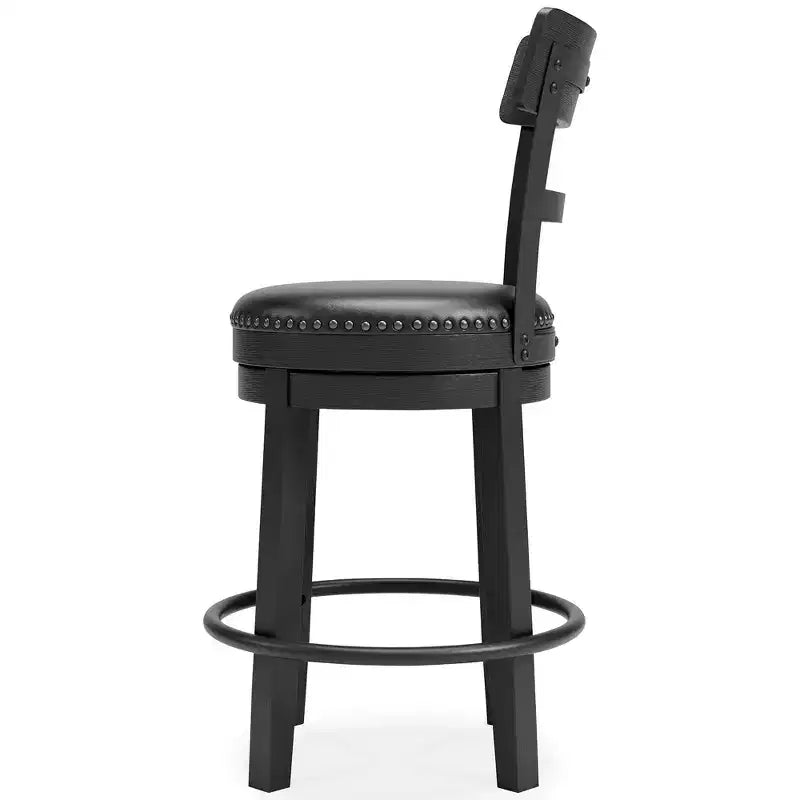 Tabourets de bar pivotants hauteur comptoir, similicuir noir, lot de 2
