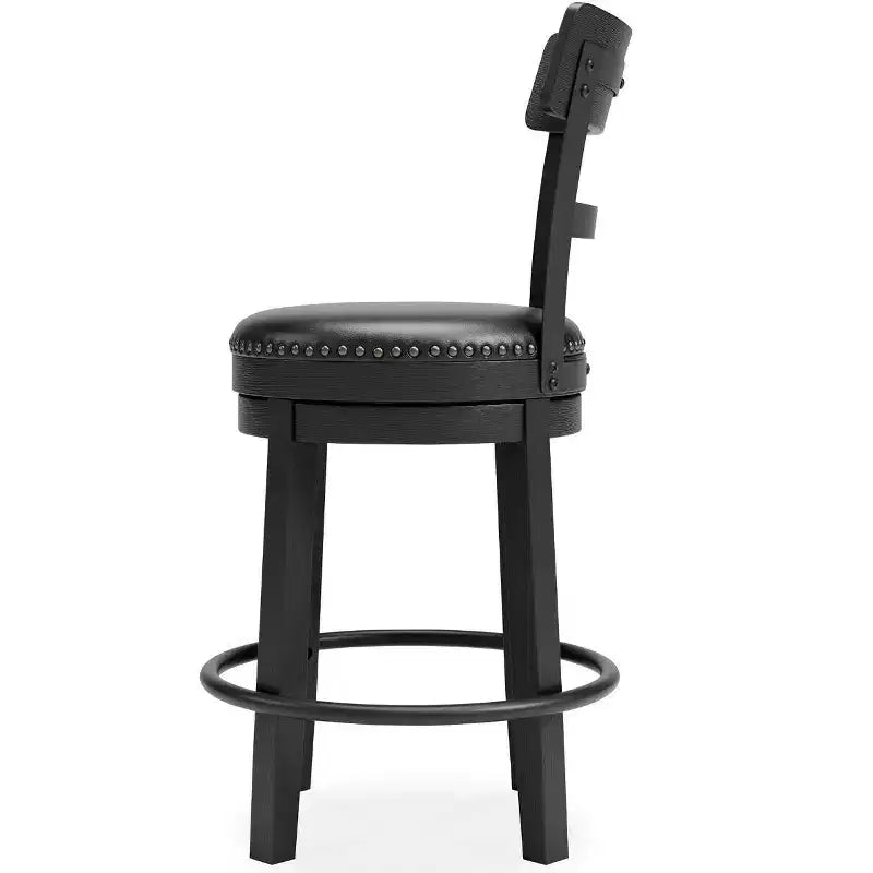 Tabourets de bar pivotants hauteur comptoir, similicuir noir, lot de 2