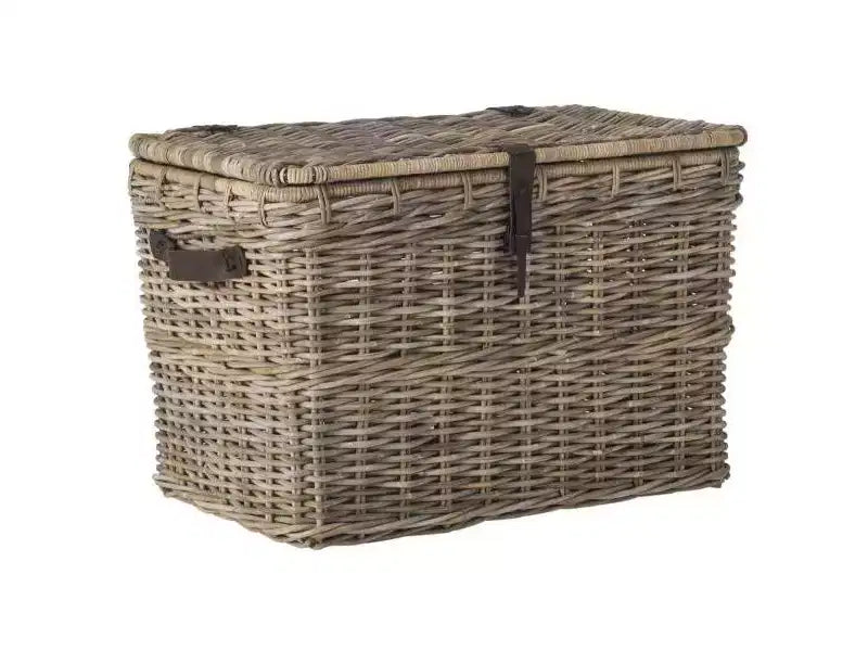 Malle de rangement en rotin Kubu tressé, gris