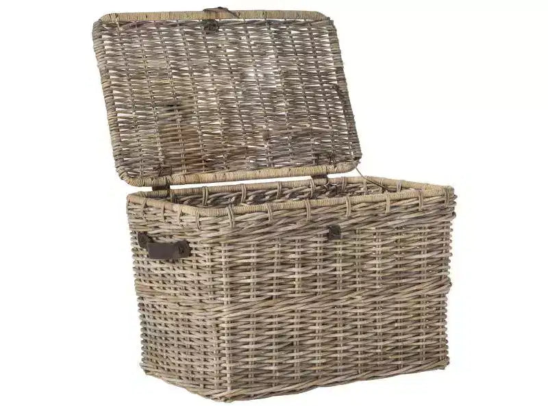 Malle de rangement en rotin Kubu tressé, gris
