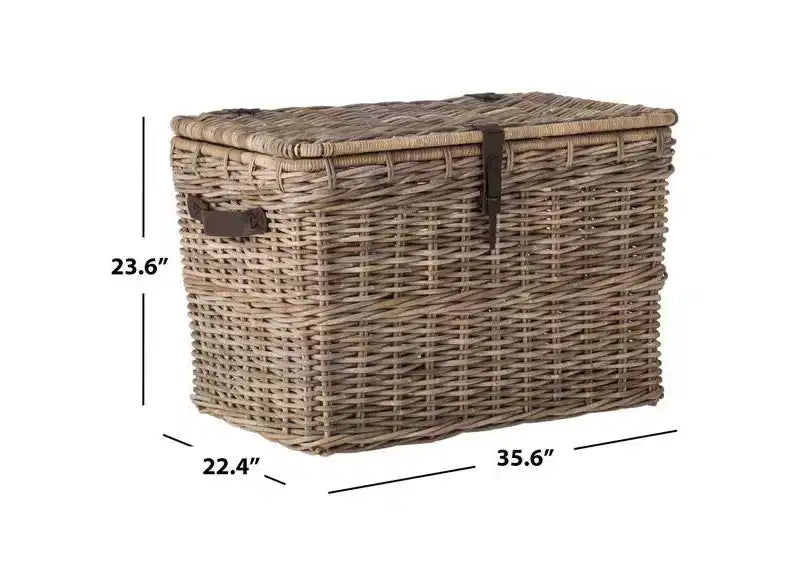 Malle de rangement en rotin Kubu tressé, gris