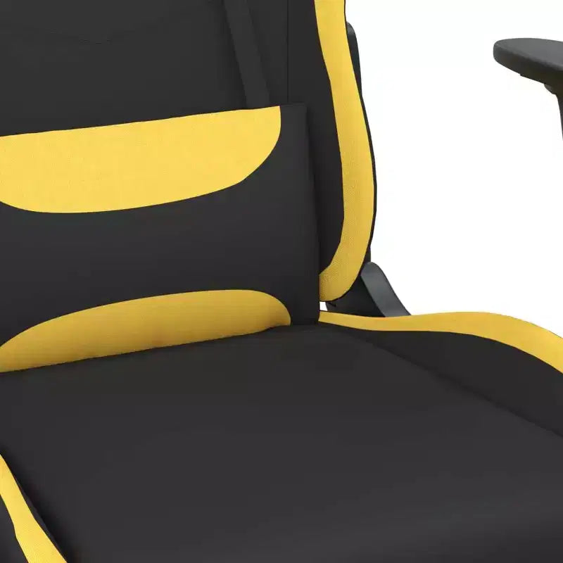 Chaise Gaming avec Repose-pieds, Noir et Jaune, Tissu