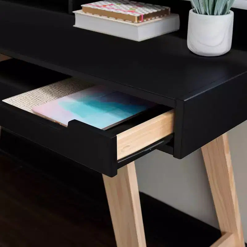 Bureau moderne 2 tiroirs avec cadre en pin