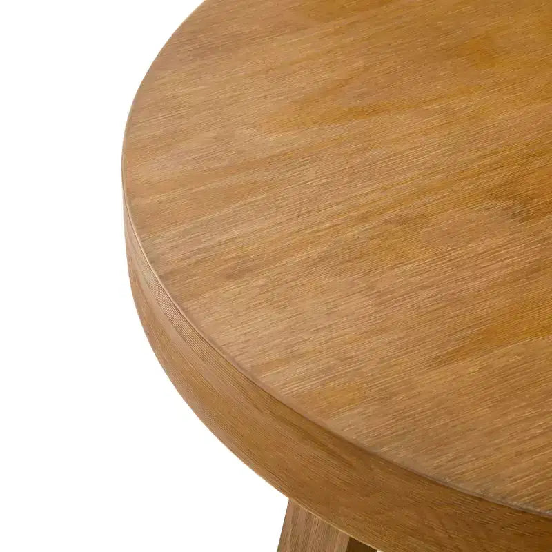 Table basse ronde classique en bois massif, style rustique de 91 cm