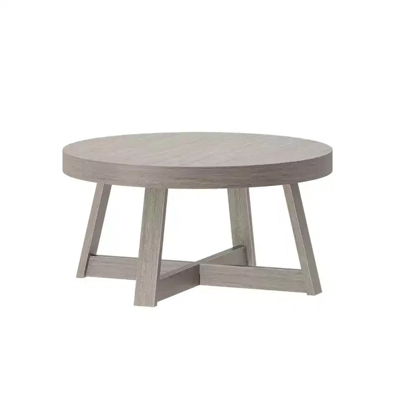 Table basse ronde classique en bois massif, style rustique de 91 cm