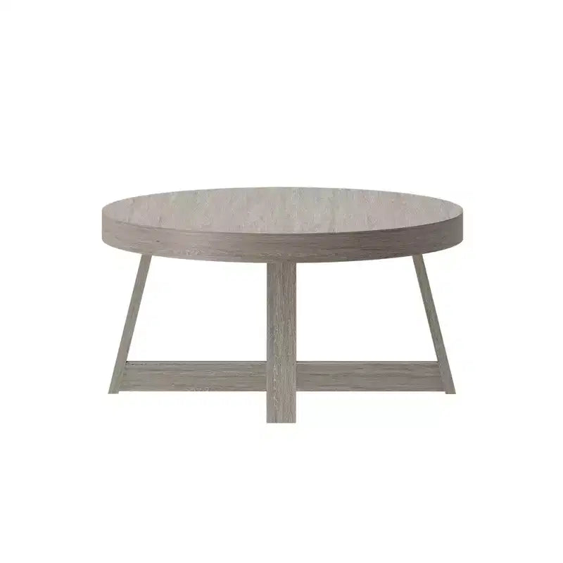 Table basse ronde classique en bois massif, style rustique de 91 cm