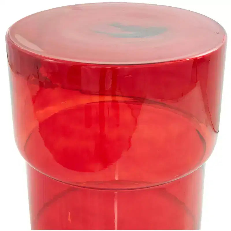 Table d'appoint moderne en verre rond, rouge
