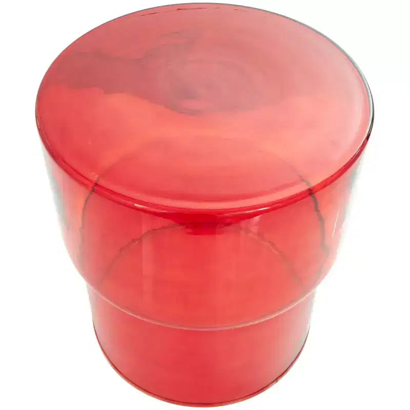 Table d'appoint moderne en verre rond, rouge