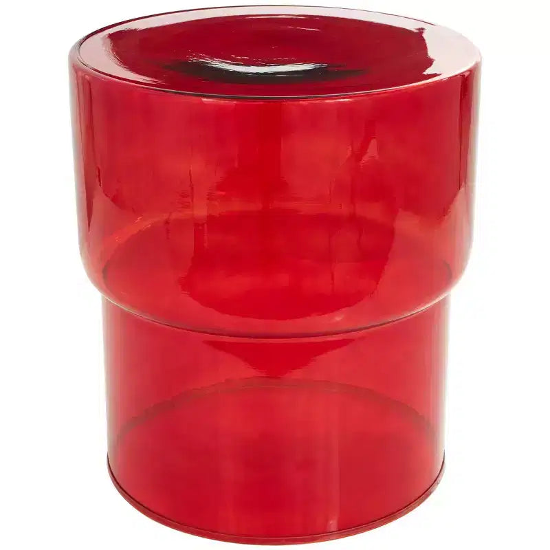 Table d'appoint moderne en verre rond, rouge