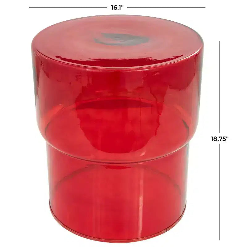 Table d'appoint moderne en verre rond, rouge
